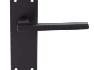 Trentino Door Handles On Slim Backplate, Matt Black (Sold In Pairs)