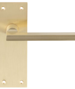 Trentino Door Handles On Slim Backplate, Satin Brass (Sold In Pairs)