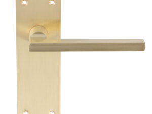 Trentino Door Handles On Slim Backplate, Satin Brass (Sold In Pairs)