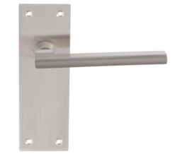 Trentino Door Handles On Slim Backplate, Satin Nickel (Sold In Pairs)