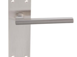 Trentino Door Handles On Slim Backplate, Satin Nickel (Sold In Pairs)