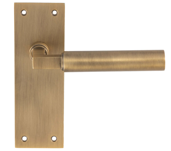 Amiata Door Handles On Slim Backplate, Antique Brass (Sold In Pairs)