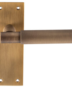 Varese Knurled Door Handles On Slim Backplate, Antique Brass (Sold In Pairs)