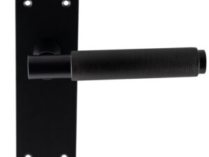 Varese Knurled Door Handles On Slim Backplate, Matt Black (Sold In Pairs)