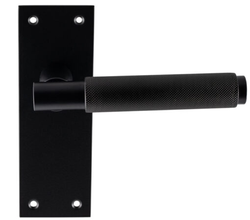 Varese Knurled Door Handles On Slim Backplate, Matt Black (Sold In Pairs)