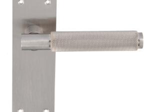 Varese Knurled Door Handles On Slim Backplate, Satin Nickel (Sold In Pairs)