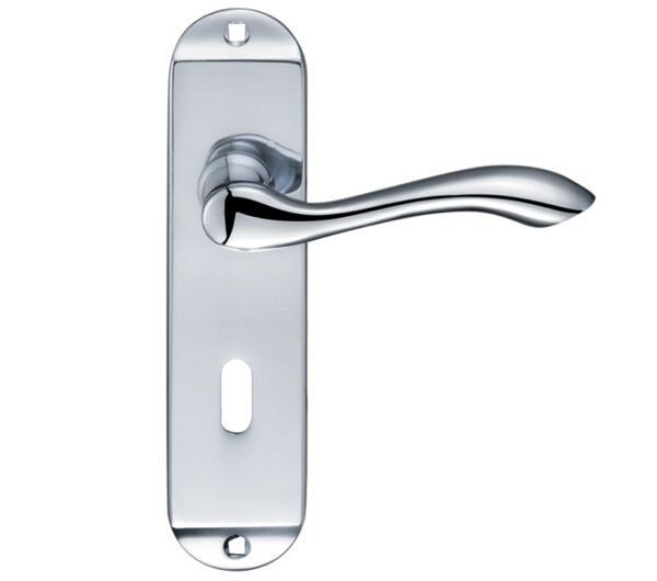 Zoo Hardware Fulton & Bray Arundel Door Handles On Backplate, Polished Chrome (Sold In Pairs)