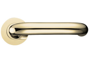 Zoo Hardware Fulton & Bray Rtd Lever On Round Rose, Polished Brass (Sold In Pairs)