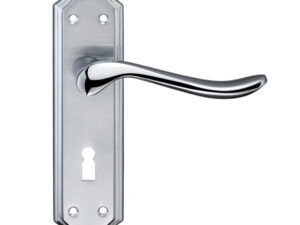 Zoo Hardware Fulton & Bray Lincoln Door Handles On Backplate, Dual Finish Satin Chrome & Polished Chrome (Sold In Pairs)