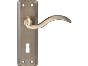 Zoo Hardware Fulton & Bray Winchester Door Handles On Backplate, Florentine Bronze (Sold In Pairs)