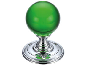 Zoo Hardware Fulton & Bray Green Glass Ball Mortice Door Knobs, Polished Chrome - (Sold In Pairs)