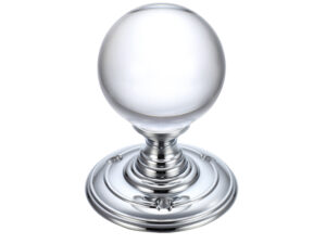 Zoo Hardware Fulton & Bray Clear Glass Ball Mortice Door Knobs, Polished Chrome (Sold In Pairs)