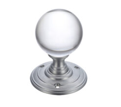 Zoo Hardware Fulton & Bray Clear Glass Ball Mortice Door Knobs, Satin Chrome - (Sold In Pairs)