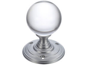 Zoo Hardware Fulton & Bray Clear Glass Ball Mortice Door Knobs, Satin Chrome - (Sold In Pairs)