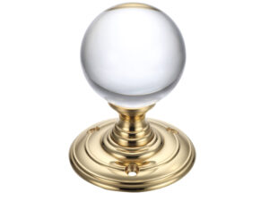 Zoo Hardware Fulton & Bray Clear Glass Ball Mortice Door Knobs, Polished Brass (Sold In Pairs)