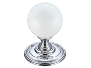 Zoo Hardware Fulton & Bray Frosted Glass Ball Mortice Door Knobs, Polished Chrome - (Sold In Pairs)