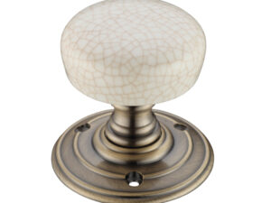 Zoo Hardware Fulton &Amp; Bray Ivory Crackle Glaze Porcelain Door Knobs, Florentine Bronze (Sold In Pairs)