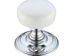 Zoo Hardware Fulton & Bray Plain White Porcelain Door Knobs, Polished Chrome - (Sold In Pairs)