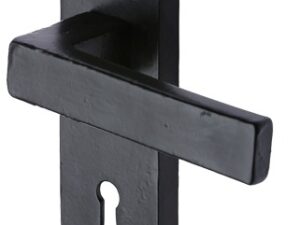 M Marcus Cheswell Door Handles, Smooth Black Iron (Sold In Pairs)