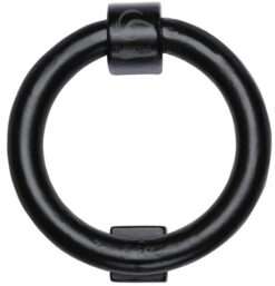 M Marcus Ring Door Knocker (107Mm Diameter), Smooth Black Iron