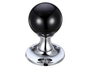 Zoo Hardware Fulton & Bray Black Glass Ball Mortice Door Knobs, Polished Chrome - (Sold In Pairs)