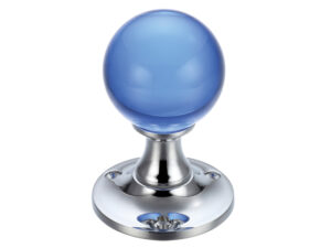 Zoo Hardware Fulton & Bray Blue Glass Ball Mortice Door Knobs, Polished Chrome (Sold In Pairs)