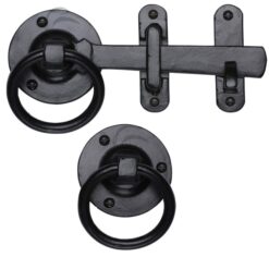 M Marcus Ring Gate Latch (170Mm Length), Smooth Black Iron