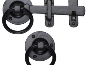 M Marcus Ring Gate Latch (170Mm Length), Smooth Black Iron