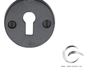 M Marcus Round Standard Profile Escutcheon, Smooth Black Iron -