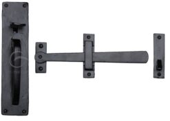 M Marcus Gate Latch & Handle On Backplate (221Mm Length), Smooth Black Iron