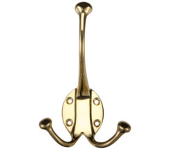 Zoo Hardware Fulton & Bray Double Hat & Coat Hook, Polished Brass -