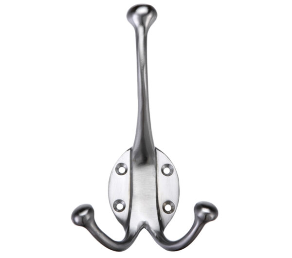 Zoo Hardware Fulton & Bray Double Hat & Coat Hook, Satin Chrome-