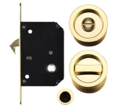 Zoo Hardware Fulton & Bray Sliding Door Lock Set (Suitable For 35-45Mm Thick Doors), Polished Brass -