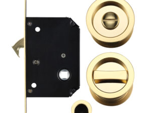 Zoo Hardware Fulton & Bray Sliding Door Lock Set (Suitable For 35-45Mm Thick Doors), Polished Brass -