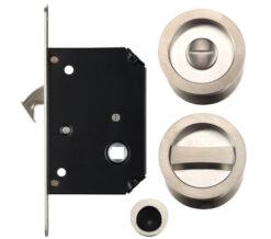 Zoo Hardware Fulton & Bray Sliding Door Lock Set (Suitable For 35-45Mm Thick Doors), Satin Nickel -