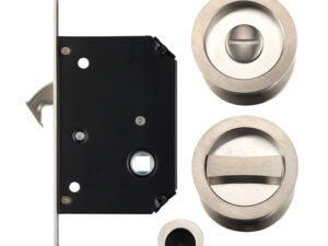 Zoo Hardware Fulton & Bray Sliding Door Lock Set (Suitable For 35-45Mm Thick Doors), Satin Nickel -