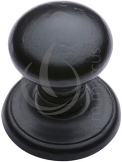 M Marcus Round Centre Door Knob (80Mm Dia Rose), Smooth Black Iron