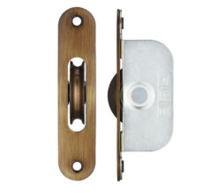 Zoo Hardware Fulton & Bray 1 3/4" Wheel Sash Window Brass Ball Bearing Axle Pulley (Radius Forend), Florentine Bronze