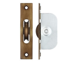 Zoo Hardware Fulton & Bray 1 3/4" Wheel Sash Window Brass Ball Bearing Axle Pulley (Square Forend), Florentine Bronze