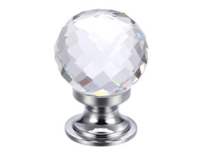 Zoo Hardware Fulton & Bray Clear Facetted Glass Ball Cupboard Knobs (25Mm Or 30Mm), Polished Chrome Base