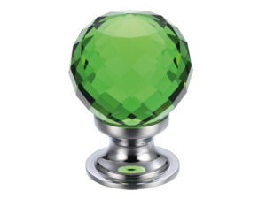 Zoo Hardware Fulton & Bray Green Facetted Glass Ball Cupboard Knobs (25Mm Or 30Mm), Polished Chrome Base