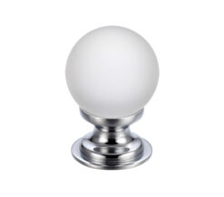 Zoo Hardware Fulton & Bray Frosted Glass Ball Cupboard Knobs (25Mm Or 30Mm), Polished Chrome Base