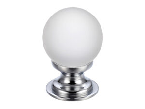 Zoo Hardware Fulton & Bray Frosted Glass Ball Cupboard Knobs (25Mm Or 30Mm), Polished Chrome Base