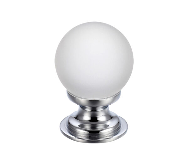 Zoo Hardware Fulton & Bray Frosted Glass Ball Cupboard Knobs (25Mm Or 30Mm), Polished Chrome Base