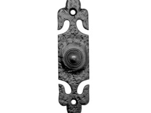 Zoo Hardware Foxcote Foundries Bell Push With Fleur De Lys Plate (30Mm X 127Mm), Black Antique