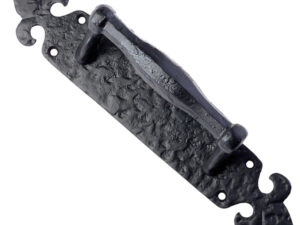 Zoo Hardware Foxcote Foundries Pull Handle On Fleur De Lys Backplate (45Mm X 254Mm), Black Antique