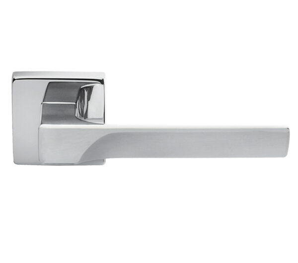 Manital Flash Door Handles On Square Rose, Polished Chrome (Sold In Pairs)