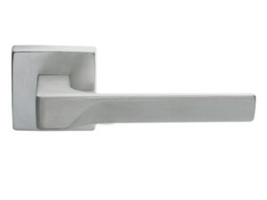 Manital Flash Door Handles On Square Rose, Satin Chrome (Sold In Pairs)