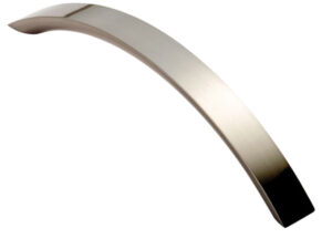 Fingertip Curved Convex Grip Cabinet Pull Handle (128mm C/C), Satin Nickel