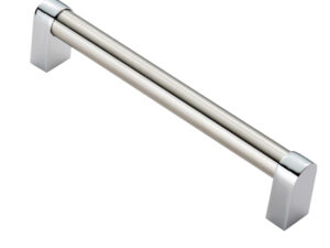 Fingertip Bauhaus Cabinet Pull Handle (160Mm Or 320Mm C/C), Satin Nickel & Polished Chrome